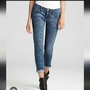 Current/Elliott Black Leopard Print Ankle Jeans